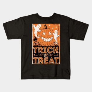 Retro Vintage "Trick or Treat" Spooky Season Halloween Kids T-Shirt